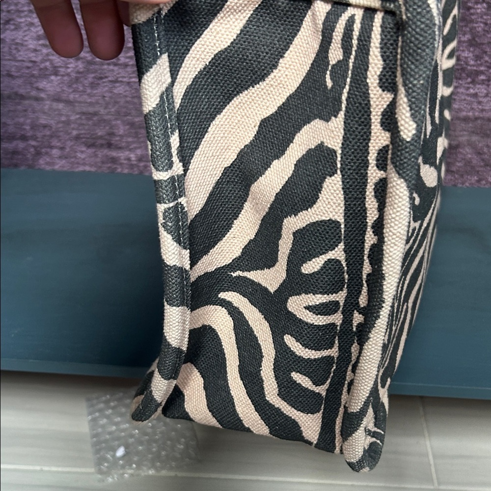 Vince Camuto Black and Cream Zebra Tote - Picture 6 of 13